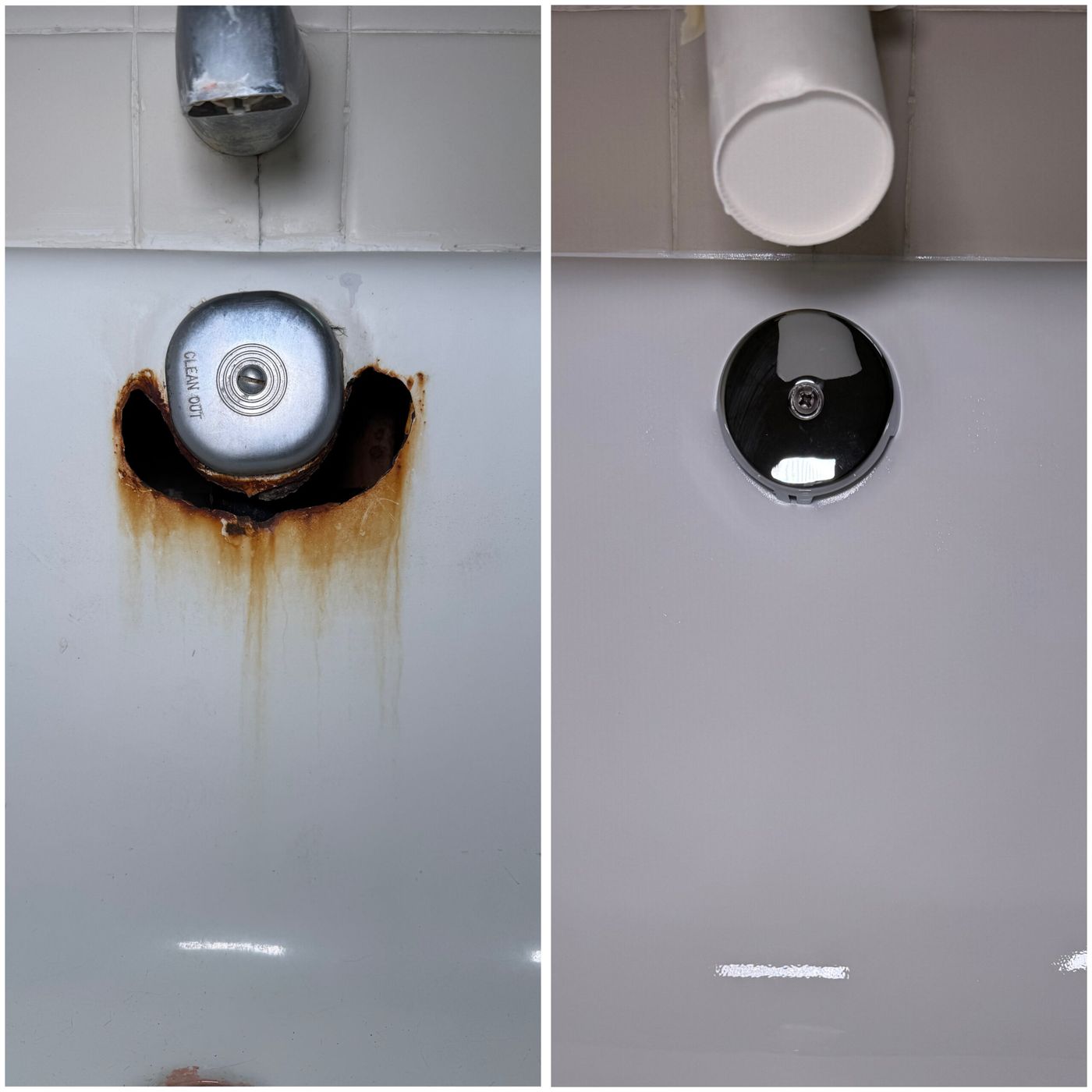 Before and after bathtub reglazing — Adamov Reglazing job 04