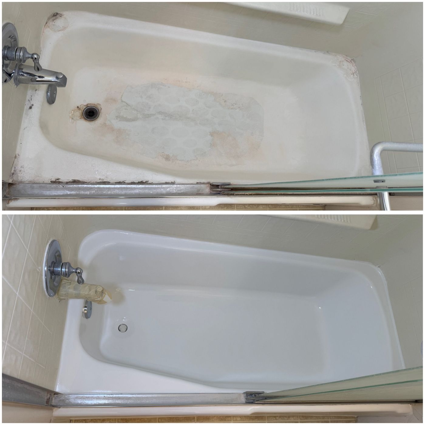 Before and after bathtub reglazing — Adamov Reglazing job 09