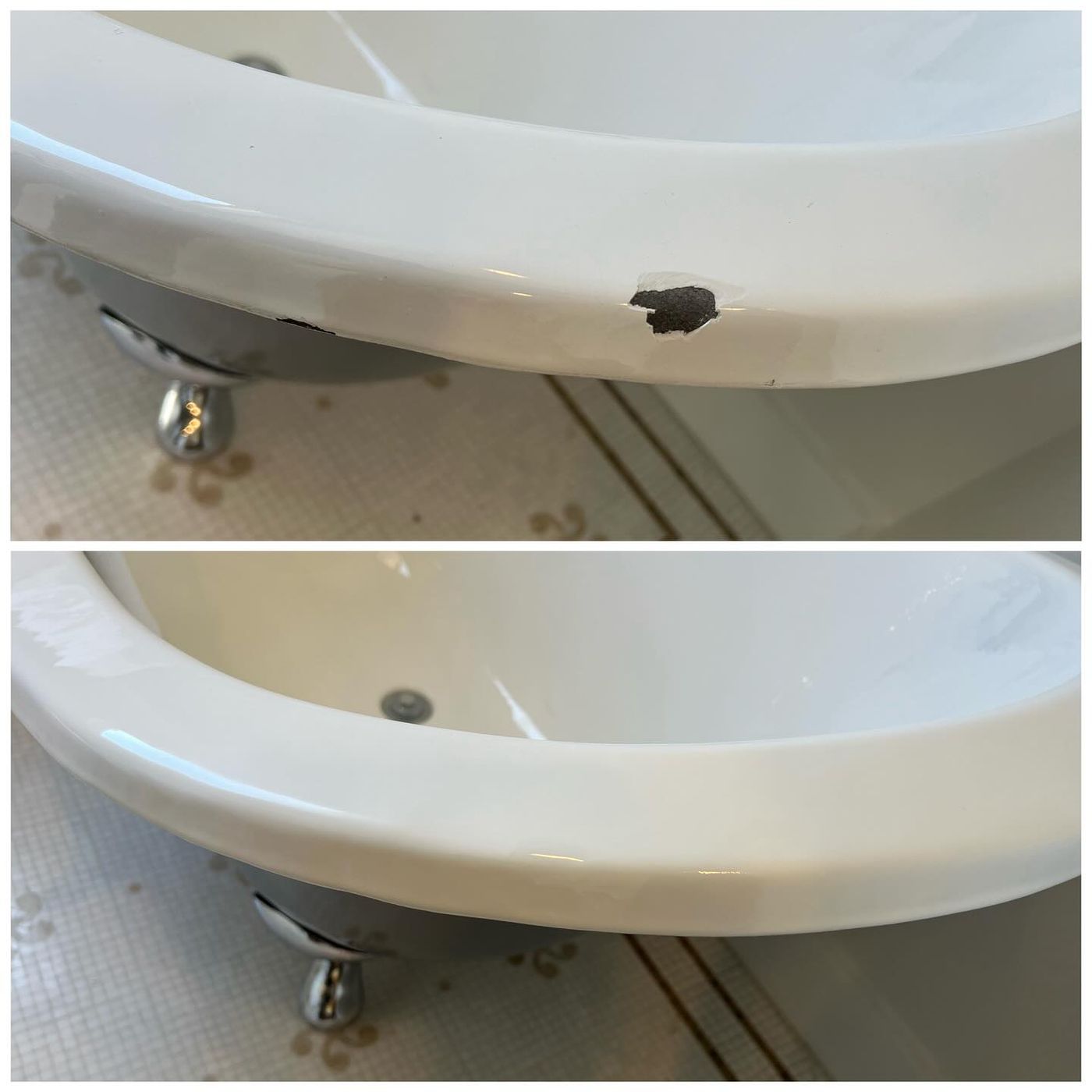 Before and after bathtub reglazing — Adamov Reglazing job 12