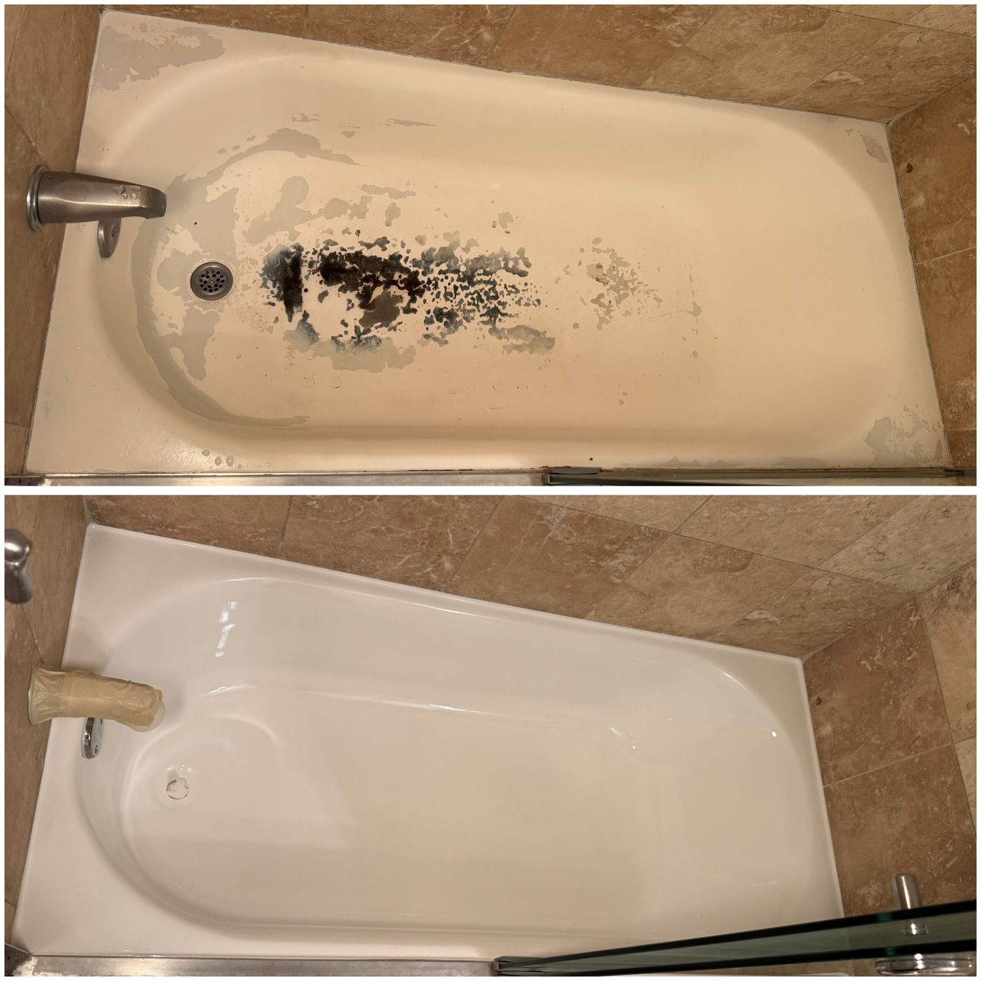 Before and after bathtub reglazing — Adamov Reglazing job 13