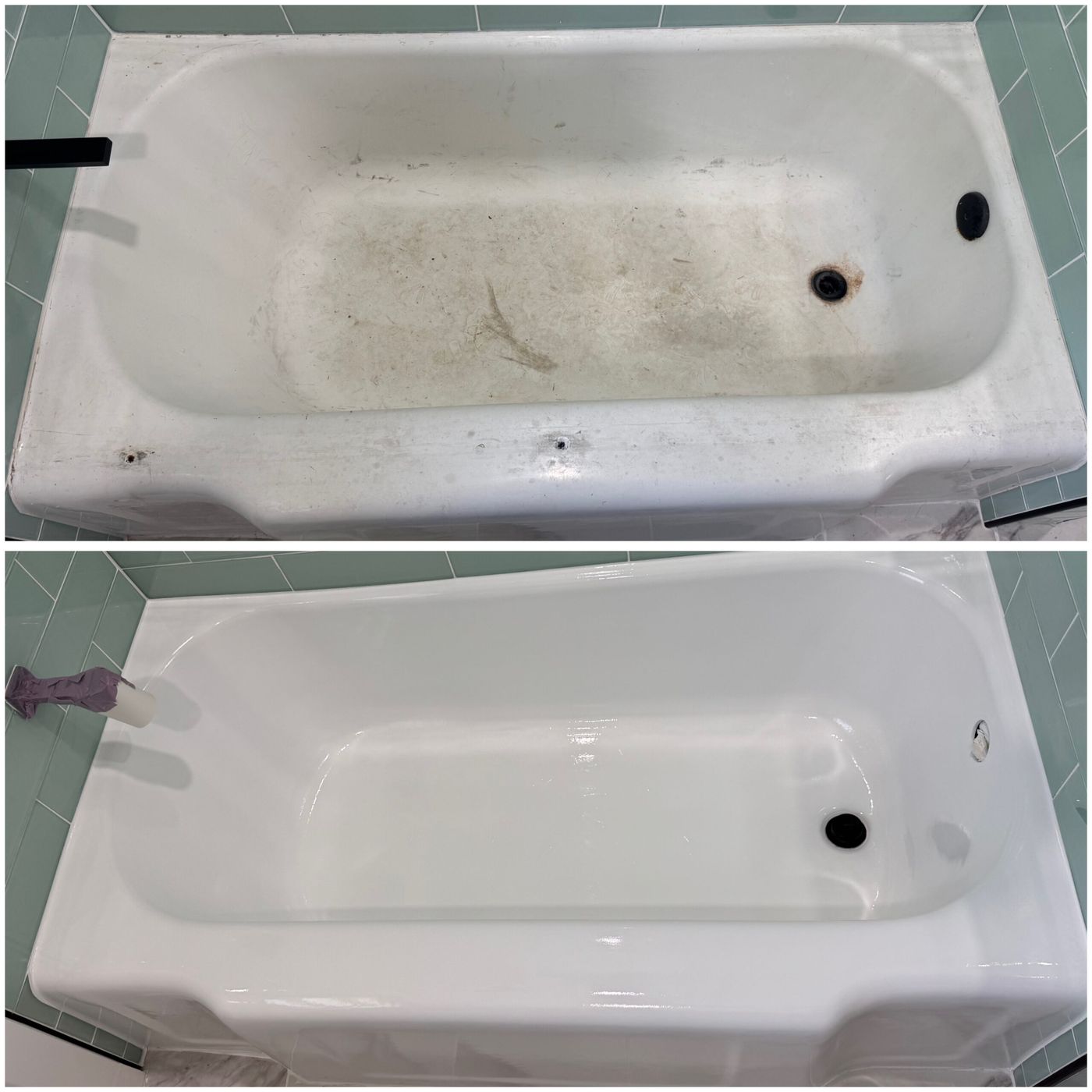 Before and after bathtub reglazing — Adamov Reglazing job 17